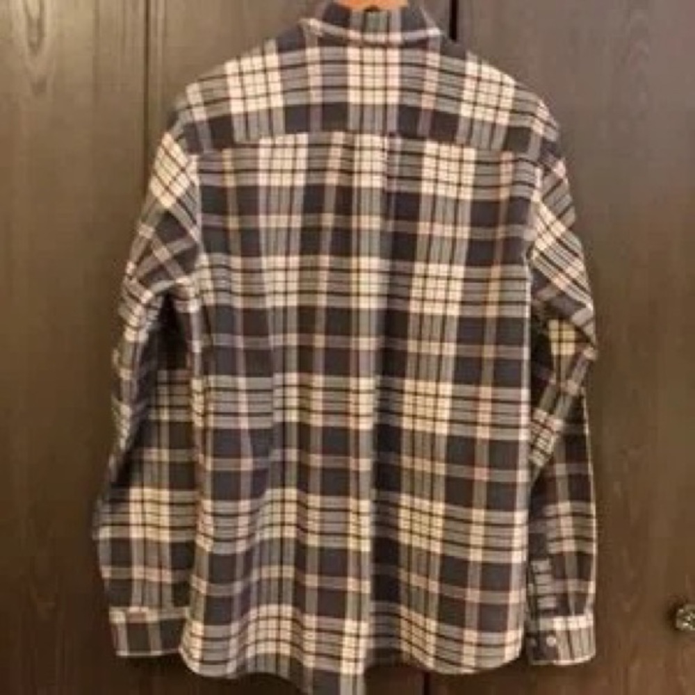 Eddie Bauer Men's Black & Cream Plaid Button-Down Shirt - Picture 4 of 12